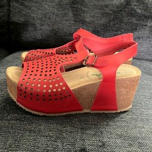 Red platform sandals